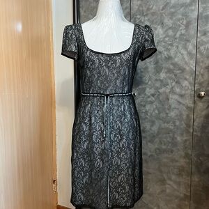 Kookai Black and Gray Lace Midi Dress